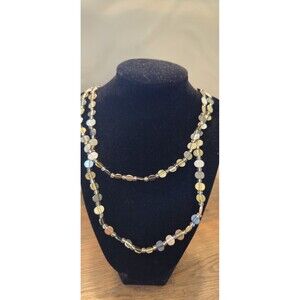 Chicos Layered Metallic Statement Necklace Silver Bronze Gold Tone Beads 34"